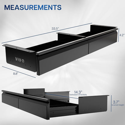 Black 16 x 9 inch Under Desk Slide Out Drawer, DESK-AC03A-B