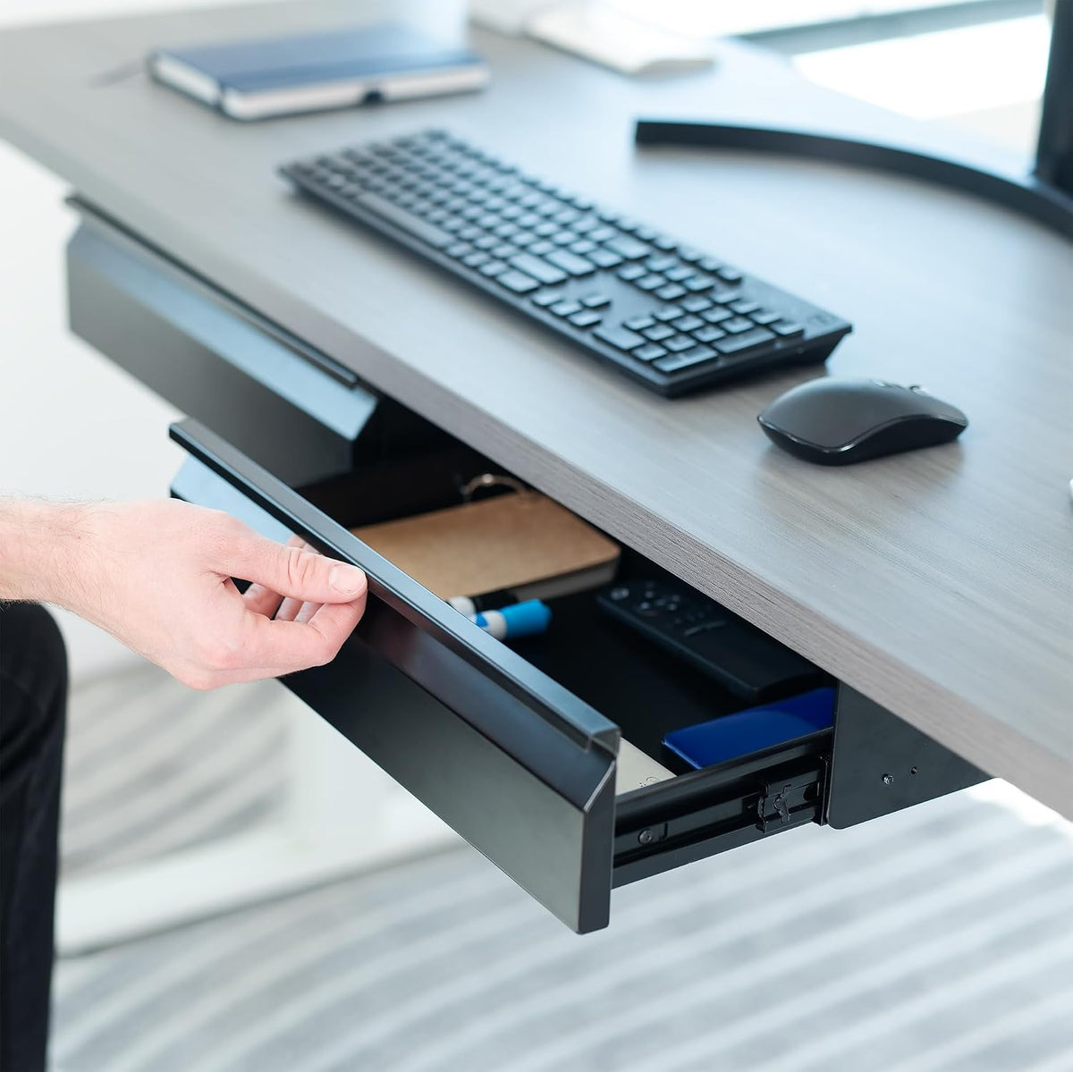 Black 16 x 9 inch Under Desk Slide Out Drawer, DESK-AC03A-B