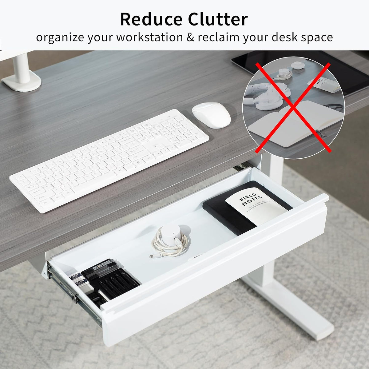 Black 16 x 9 inch Under Desk Slide Out Drawer, DESK-AC03A-B