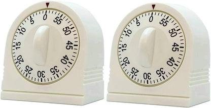 60 Minute Wind Up Timer, Visual Mechanical Timer with Loud Alarm, Manual Countdown Timers for Classroom, Home, Study and Cooking (White)
