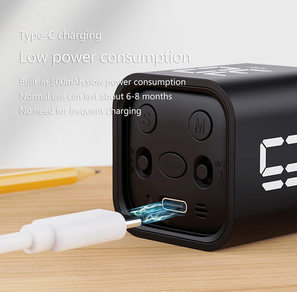 Digital Cube Pomodoro Timer Desk Rechargeable Productivity Timer 5/10/30/60min & Custom Countdown, Vibration & Adjustable Sound Alarm,for Task Work Kitchen ADHD Kids Studying (White)