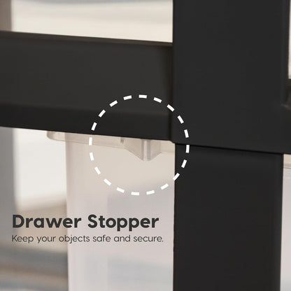 4-Drawer Rolling Storage Cart with Organizer Top, Black/Pearl