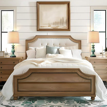 Traditional Table Lamp Set of 2, Rustic Farmhouse Table Lamps for Living Room Bedroom, 22" Bedside Desk Lamps Vintage Nightstand Lamps with Linen Shades, Wood Grain
