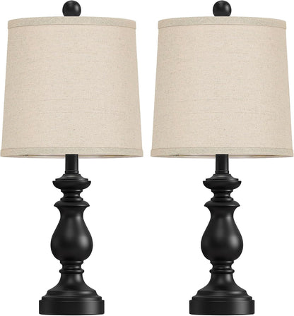 Traditional Table Lamp Set of 2, Rustic Farmhouse Table Lamps for Living Room Bedroom, 22" Bedside Desk Lamps Vintage Nightstand Lamps with Linen Shades, Wood Grain