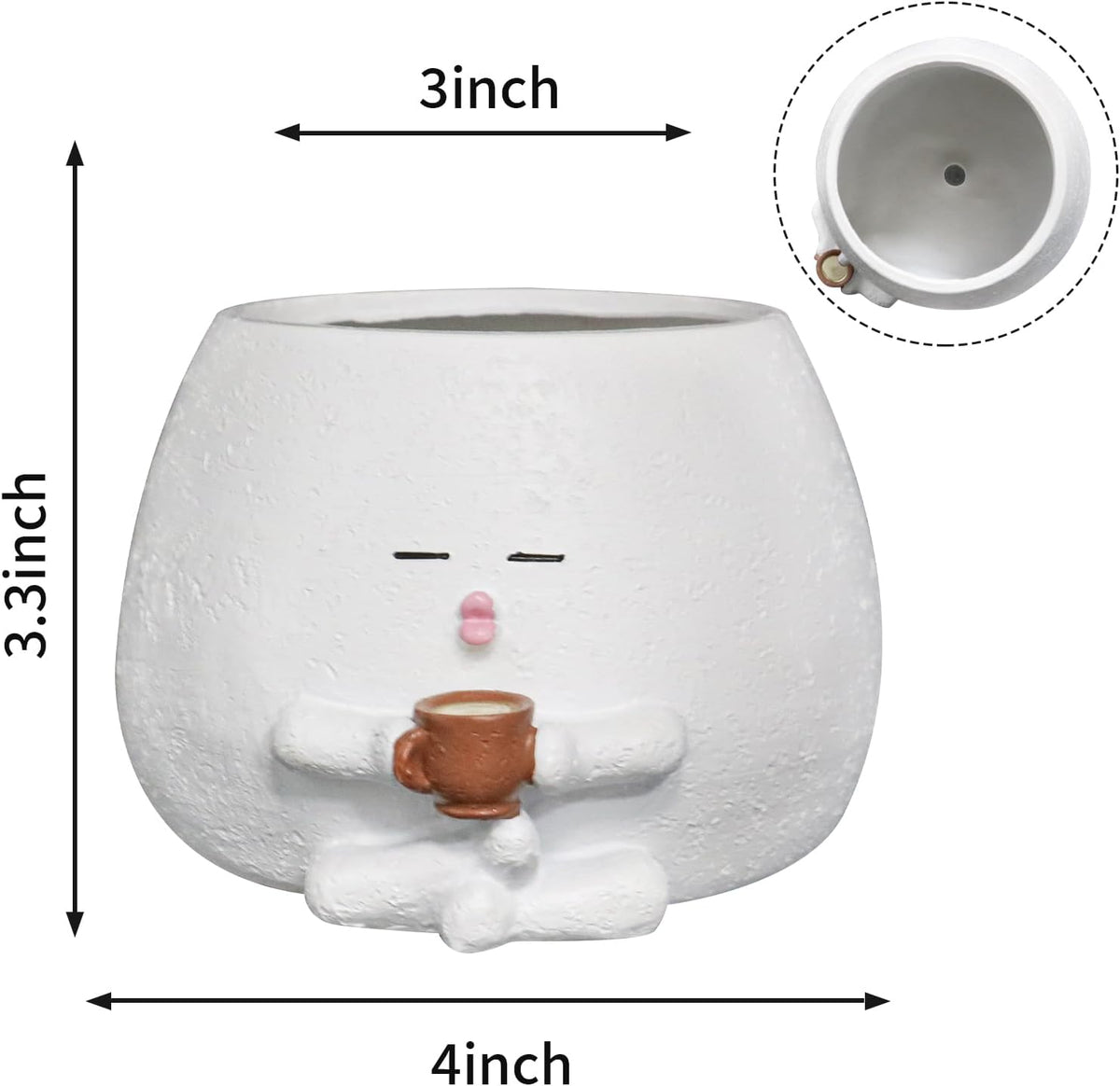 Cute Plant Pots Funny Face Coffee Planter for Indoor Outdoor Plants