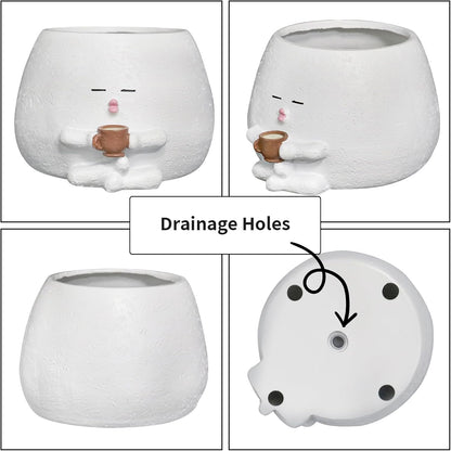 Cute Plant Pots Funny Face Coffee Planter for Indoor Outdoor Plants