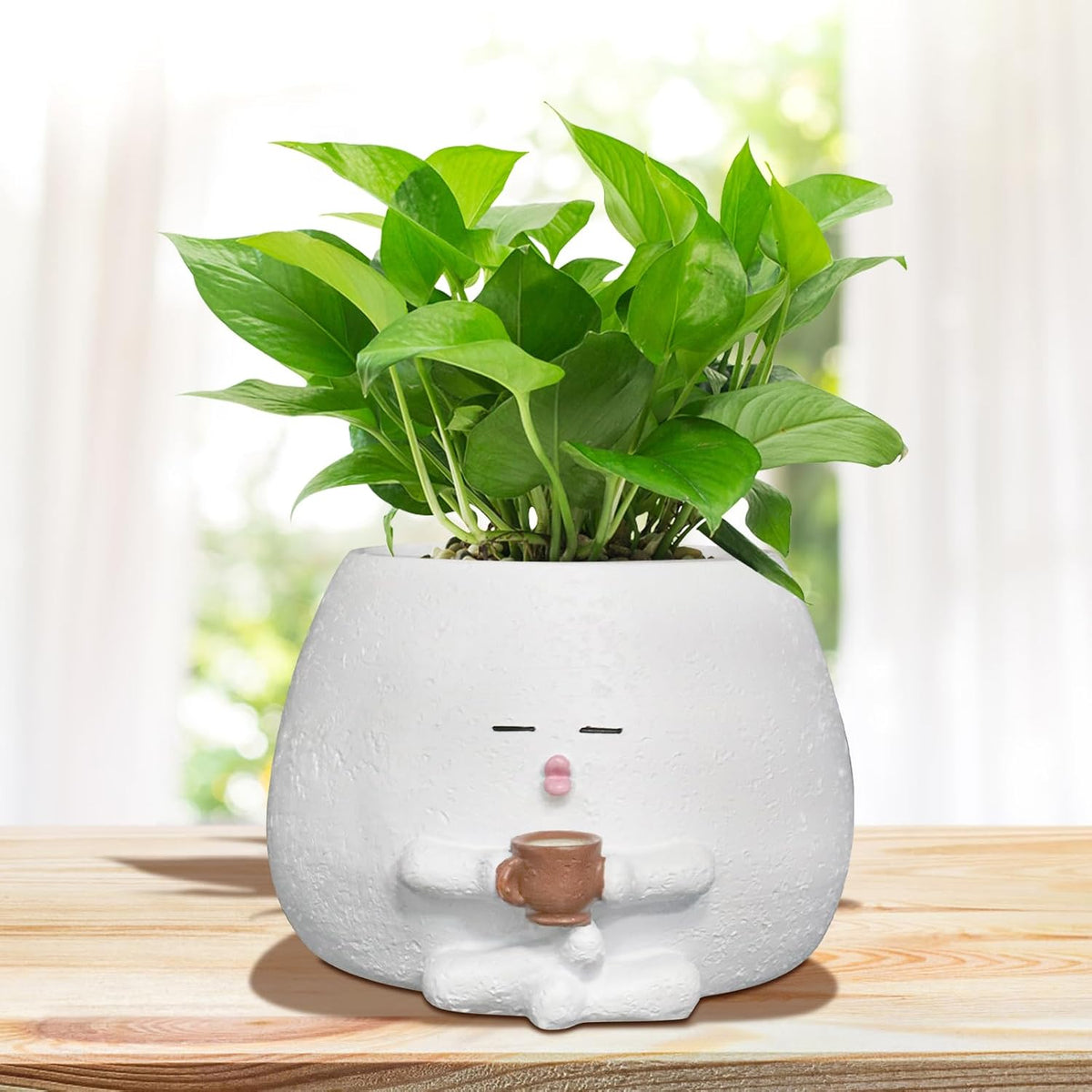 Cute Plant Pots Funny Face Coffee Planter for Indoor Outdoor Plants