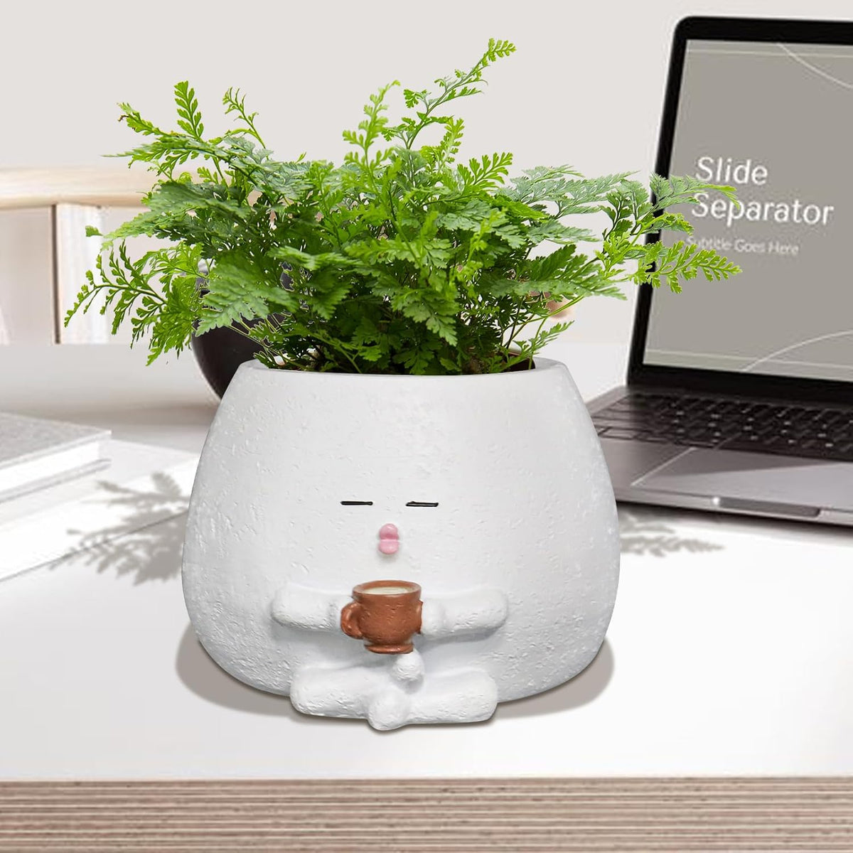 Cute Plant Pots Funny Face Coffee Planter for Indoor Outdoor Plants