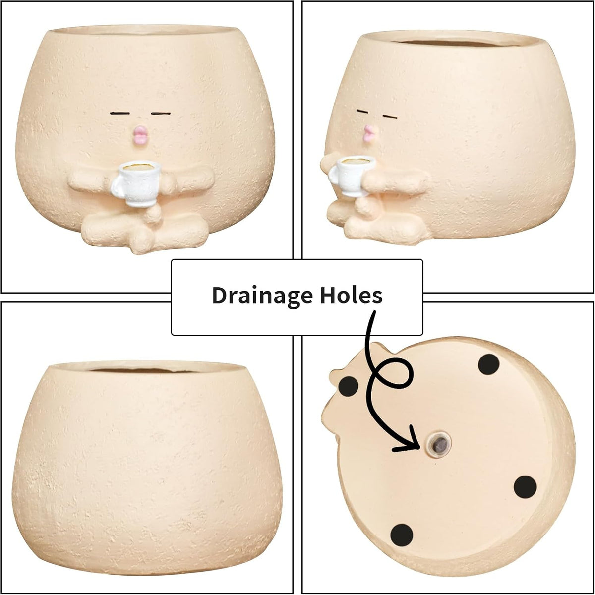 Cute Plant Pots Funny Face Coffee Planter for Indoor Outdoor Plants