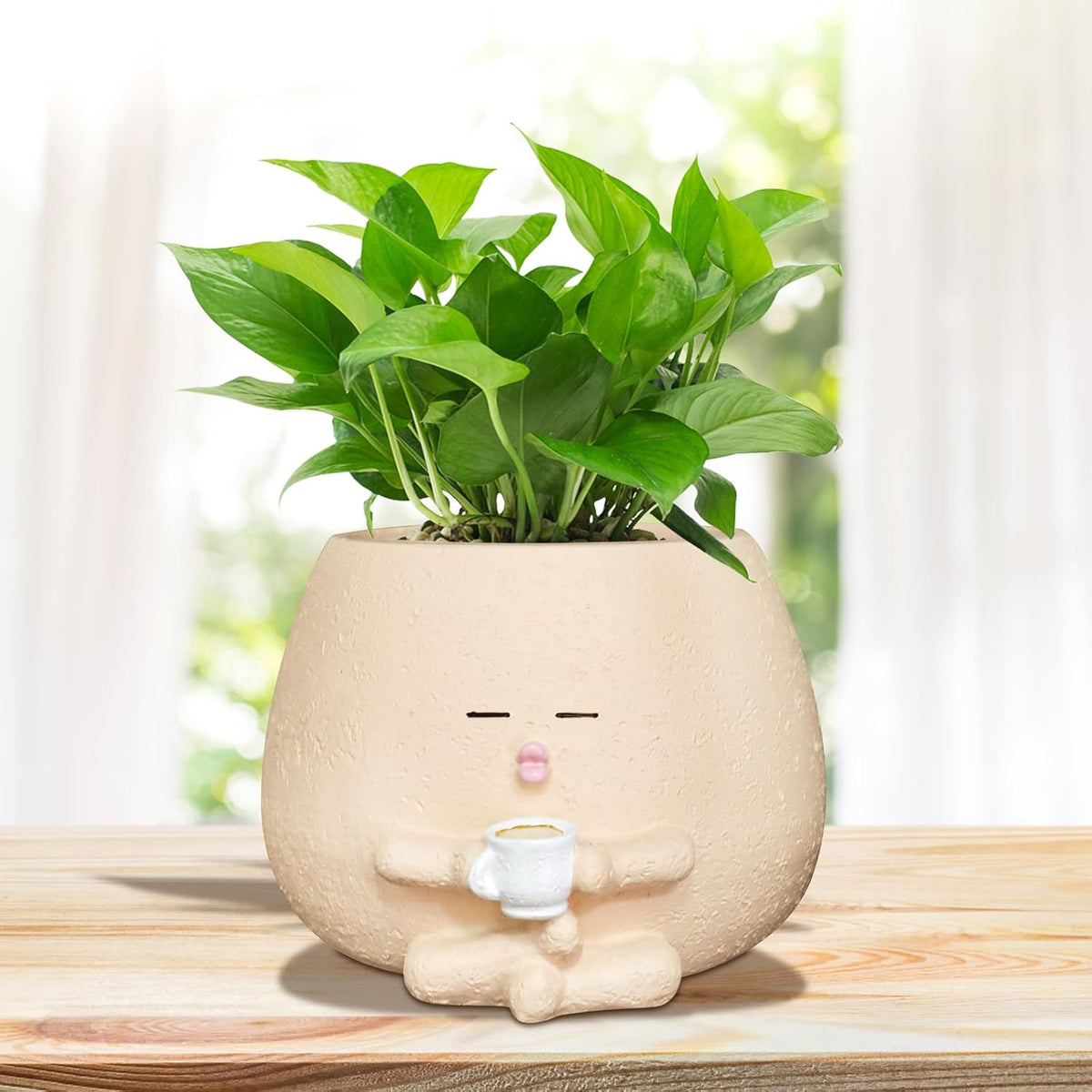 Cute Plant Pots Funny Face Coffee Planter for Indoor Outdoor Plants