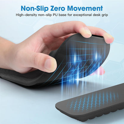 Ergonomic Wrist Rest for Keyboard and Mouse, Soft Memory Foam Keyboard Wrist Rest Set with Non-Slip Silicone Base, Easy Typing, Pain Relief, Comfort for Office, Work, Gaming (Classic Black)