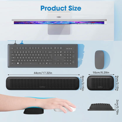 Ergonomic Wrist Rest for Keyboard and Mouse, Soft Memory Foam Keyboard Wrist Rest Set with Non-Slip Silicone Base, Easy Typing, Pain Relief, Comfort for Office, Work, Gaming (Classic Black)