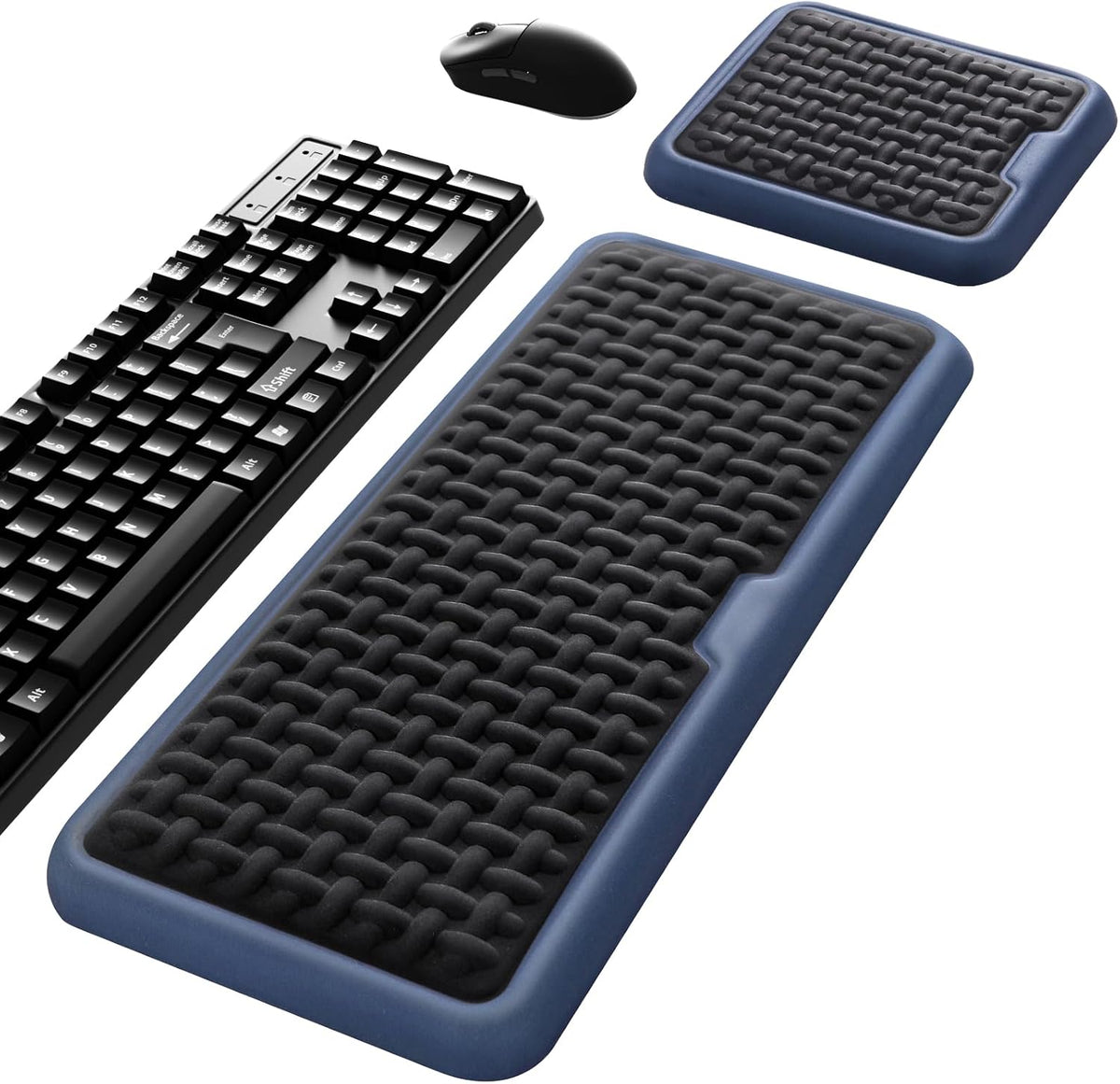Ergonomic Wrist Rest for Keyboard and Mouse, Soft Memory Foam Keyboard Wrist Rest Set with Non-Slip Silicone Base, Easy Typing, Pain Relief, Comfort for Office, Work, Gaming (Classic Black)
