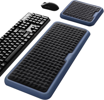 Ergonomic Wrist Rest for Keyboard and Mouse, Soft Memory Foam Keyboard Wrist Rest Set with Non-Slip Silicone Base, Easy Typing, Pain Relief, Comfort for Office, Work, Gaming (Classic Black)