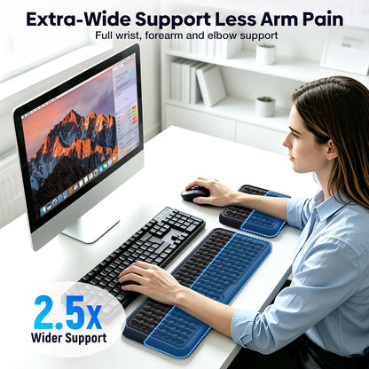 Ergonomic Wrist Rest for Keyboard and Mouse, Soft Memory Foam Keyboard Wrist Rest Set with Non-Slip Silicone Base, Easy Typing, Pain Relief, Comfort for Office, Work, Gaming (Classic Black)