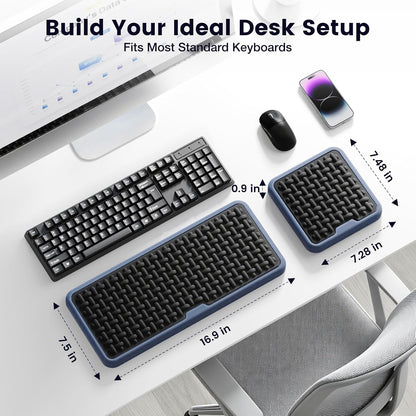 Ergonomic Wrist Rest for Keyboard and Mouse, Soft Memory Foam Keyboard Wrist Rest Set with Non-Slip Silicone Base, Easy Typing, Pain Relief, Comfort for Office, Work, Gaming (Classic Black)
