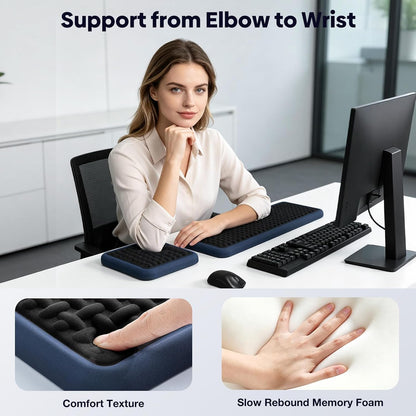Ergonomic Wrist Rest for Keyboard and Mouse, Soft Memory Foam Keyboard Wrist Rest Set with Non-Slip Silicone Base, Easy Typing, Pain Relief, Comfort for Office, Work, Gaming (Classic Black)