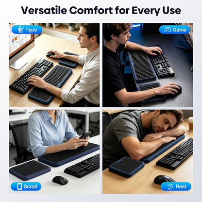 Ergonomic Wrist Rest for Keyboard and Mouse, Soft Memory Foam Keyboard Wrist Rest Set with Non-Slip Silicone Base, Easy Typing, Pain Relief, Comfort for Office, Work, Gaming (Classic Black)