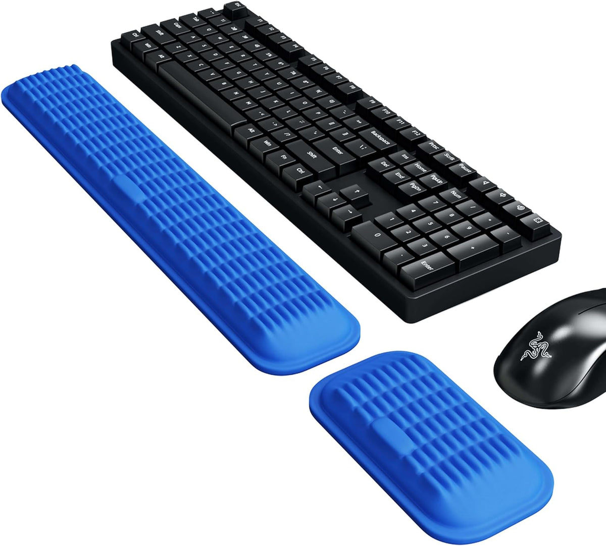 Ergonomic Wrist Rest for Keyboard and Mouse, Soft Memory Foam Keyboard Wrist Rest Set with Non-Slip Silicone Base, Easy Typing, Pain Relief, Comfort for Office, Work, Gaming (Classic Black)