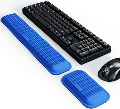 Ergonomic Wrist Rest for Keyboard and Mouse, Soft Memory Foam Keyboard Wrist Rest Set with Non-Slip Silicone Base, Easy Typing, Pain Relief, Comfort for Office, Work, Gaming (Classic Black)