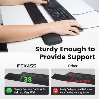 Ergonomic Wrist Rest for Keyboard and Mouse, Soft Memory Foam Keyboard Wrist Rest Set with Non-Slip Silicone Base, Easy Typing, Pain Relief, Comfort for Office, Work, Gaming (Classic Black)