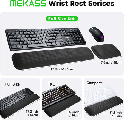 Ergonomic Wrist Rest for Keyboard and Mouse, Soft Memory Foam Keyboard Wrist Rest Set with Non-Slip Silicone Base, Easy Typing, Pain Relief, Comfort for Office, Work, Gaming (Classic Black)