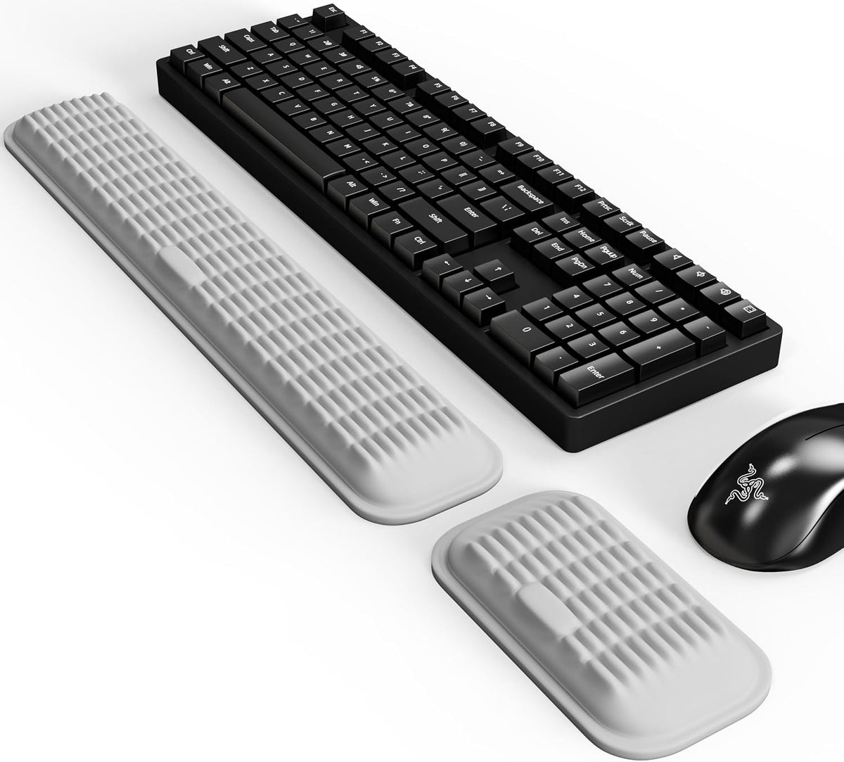 Ergonomic Wrist Rest for Keyboard and Mouse, Soft Memory Foam Keyboard Wrist Rest Set with Non-Slip Silicone Base, Easy Typing, Pain Relief, Comfort for Office, Work, Gaming (Classic Black)