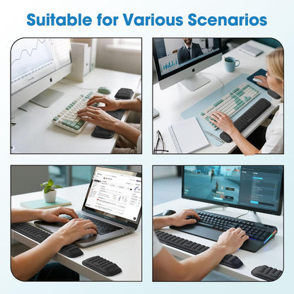 Ergonomic Wrist Rest for Keyboard and Mouse, Soft Memory Foam Keyboard Wrist Rest Set with Non-Slip Silicone Base, Easy Typing, Pain Relief, Comfort for Office, Work, Gaming (Classic Black)