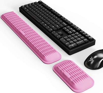 Ergonomic Wrist Rest for Keyboard and Mouse, Soft Memory Foam Keyboard Wrist Rest Set with Non-Slip Silicone Base, Easy Typing, Pain Relief, Comfort for Office, Work, Gaming (Classic Black)