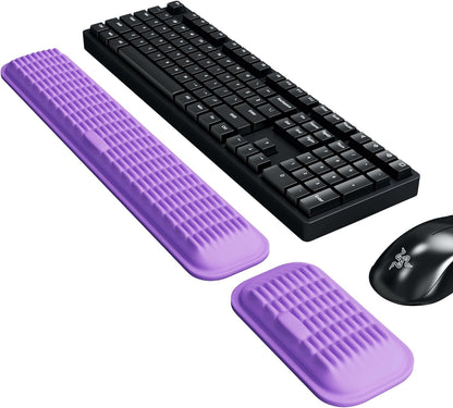 Ergonomic Wrist Rest for Keyboard and Mouse, Soft Memory Foam Keyboard Wrist Rest Set with Non-Slip Silicone Base, Easy Typing, Pain Relief, Comfort for Office, Work, Gaming (Classic Black)