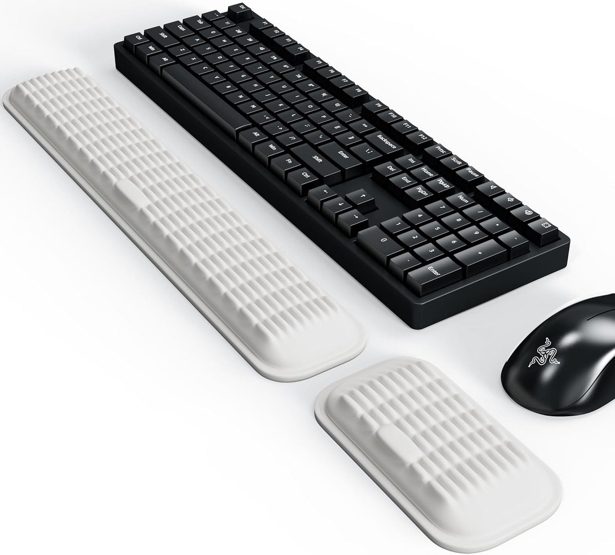 Ergonomic Wrist Rest for Keyboard and Mouse, Soft Memory Foam Keyboard Wrist Rest Set with Non-Slip Silicone Base, Easy Typing, Pain Relief, Comfort for Office, Work, Gaming (Classic Black)