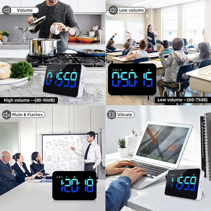 Kitchen Digital Timer, Count Down Up, Rechargeable, Vibration Mode