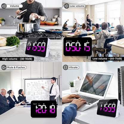 Kitchen Digital Timer, Count Down Up, Rechargeable, Vibration Mode