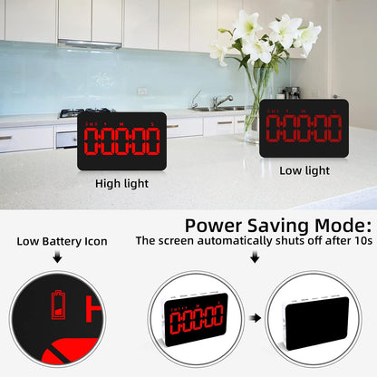 Kitchen Digital Timer, Count Down Up, Rechargeable, Vibration Mode