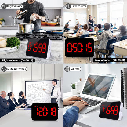 Kitchen Digital Timer, Count Down Up, Rechargeable, Vibration Mode