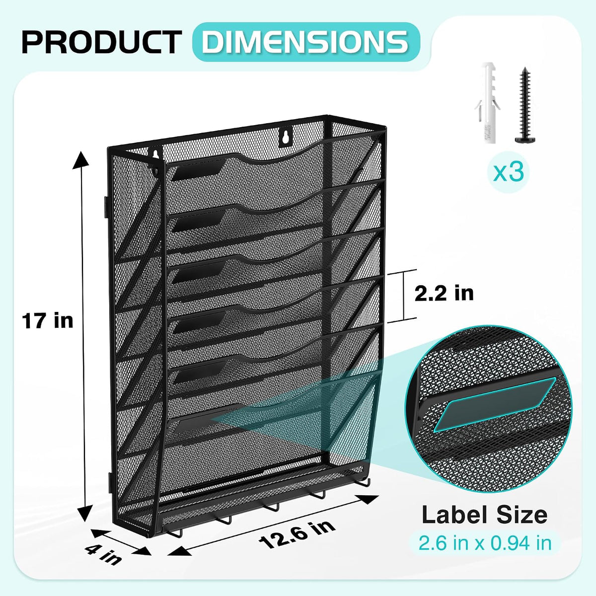 Delifox 7 Compartment Wall Mounted Hanging File Organizer for Office