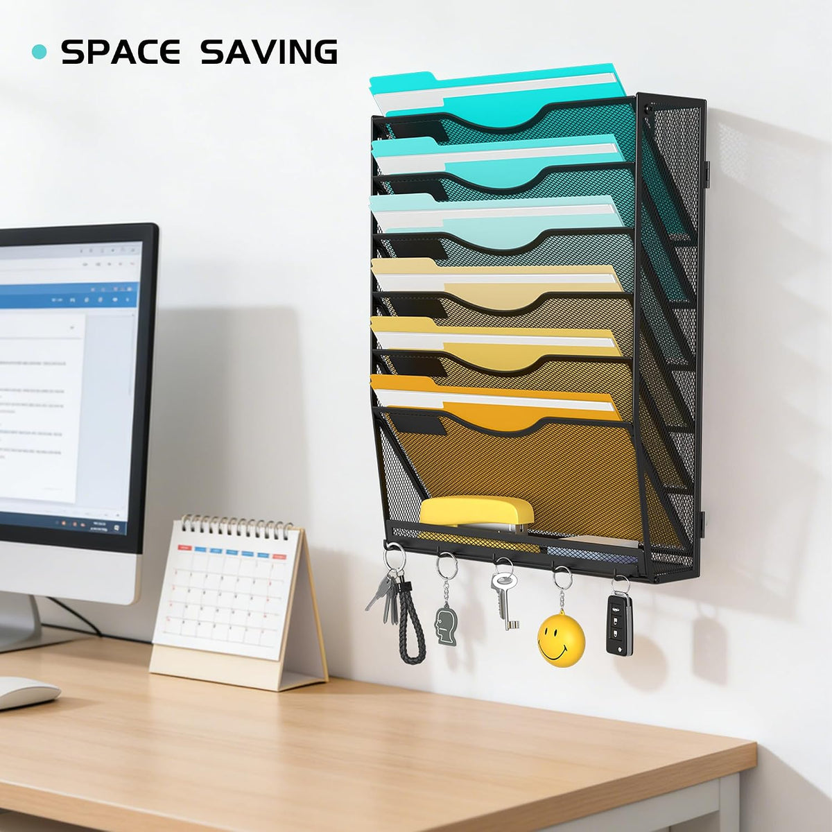 Delifox 7 Compartment Wall Mounted Hanging File Organizer for Office