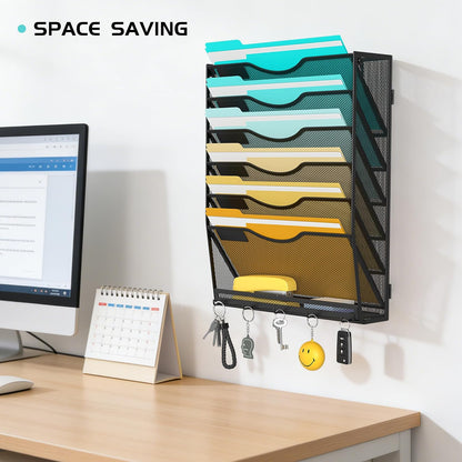 Delifox 7 Compartment Wall Mounted Hanging File Organizer for Office