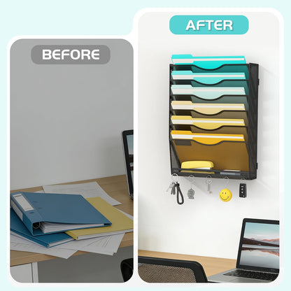 Delifox 7 Compartment Wall Mounted Hanging File Organizer for Office