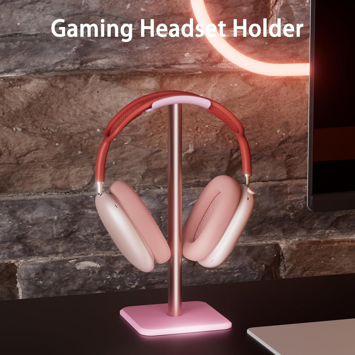 Headphone Stand - Headset Stand with Aluminum Hanger (Pink)