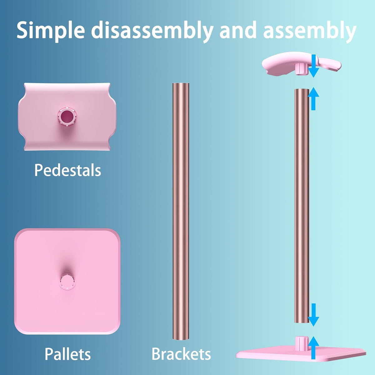 Headphone Stand - Headset Stand with Aluminum Hanger (Pink)
