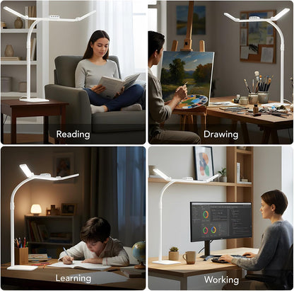 LED Desk Lamp for Home Office with Base, 28.2" Adjustable Gooseneck Swing Arm Ultra Bright Desk Light, Dimmable Architect Table lamp for Desktop Computer Light, Reading, Study, Workbench