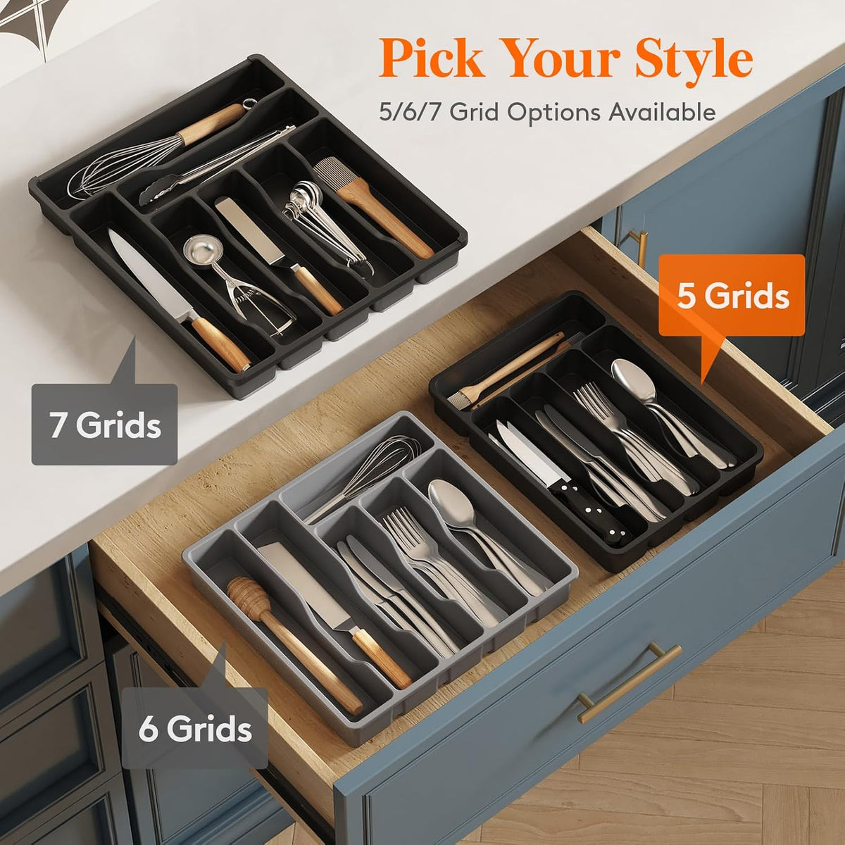 Silverware Drawer Organizer Tray, Cutlery Storage for Kitchen