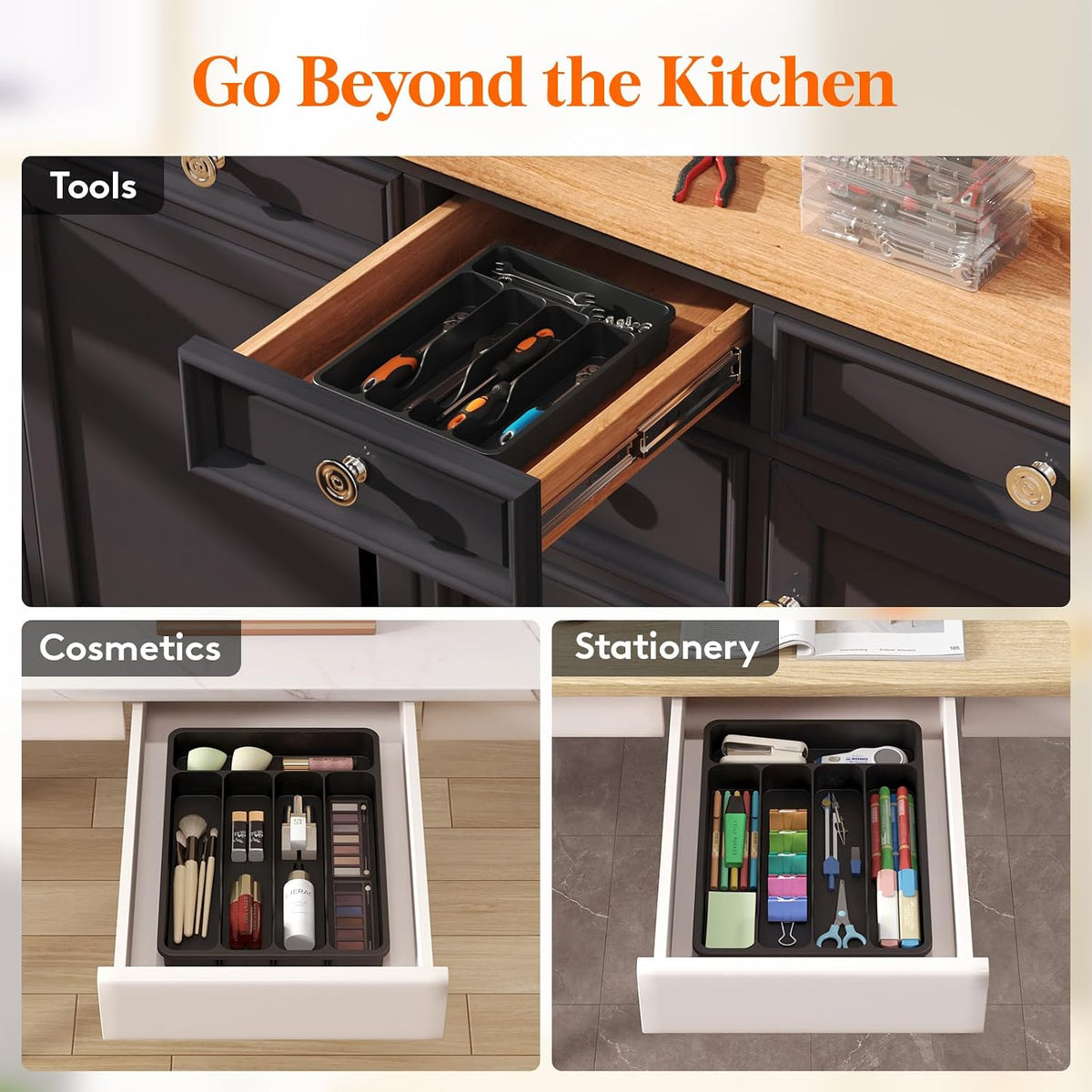 Silverware Drawer Organizer Tray, Cutlery Storage for Kitchen