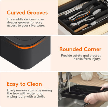 Silverware Drawer Organizer Tray, Cutlery Storage for Kitchen