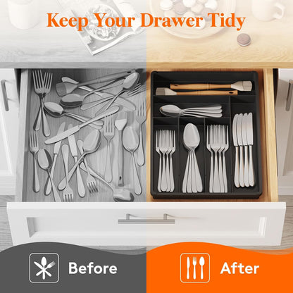 Silverware Drawer Organizer Tray, Cutlery Storage for Kitchen