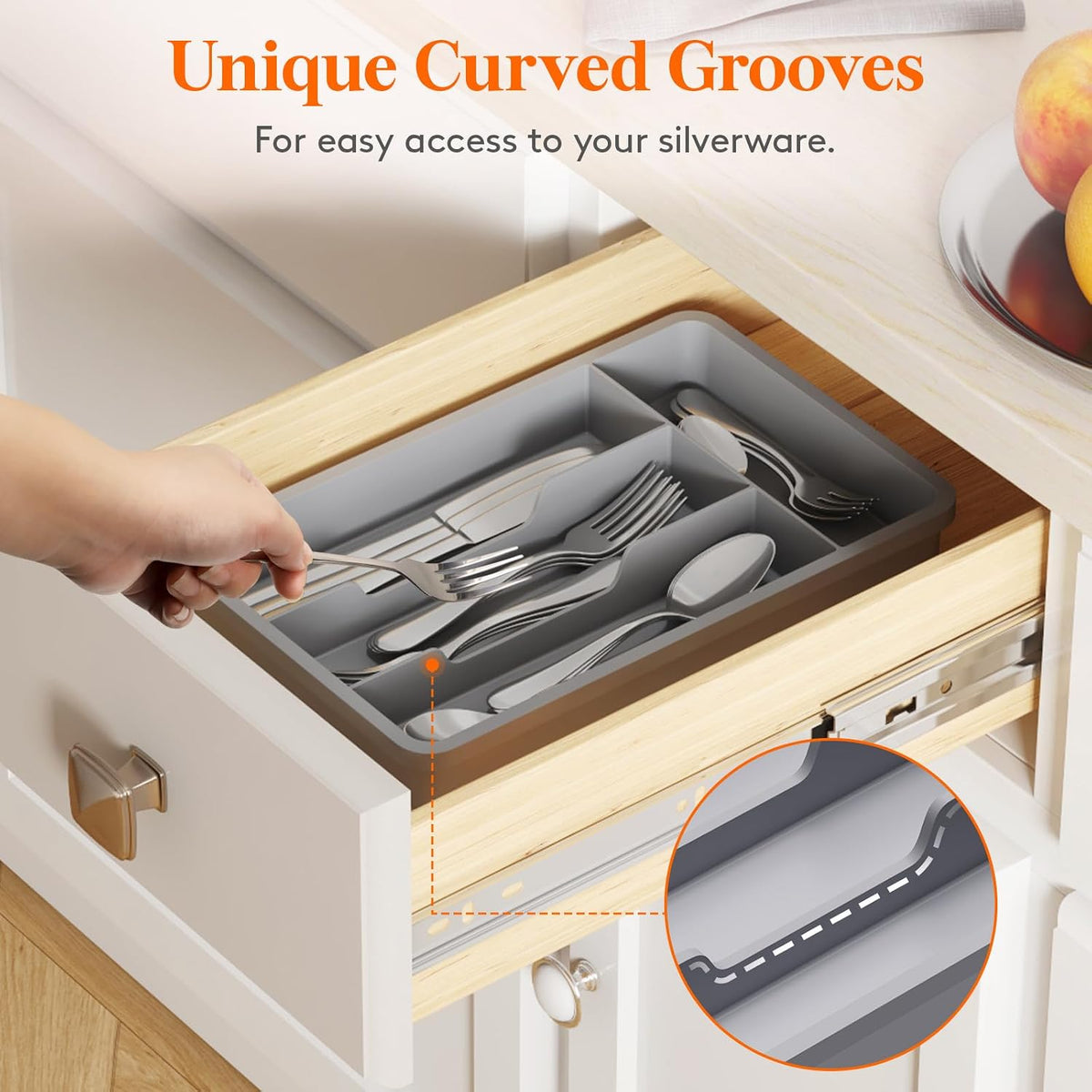 Silverware Drawer Organizer Tray, Cutlery Storage for Kitchen