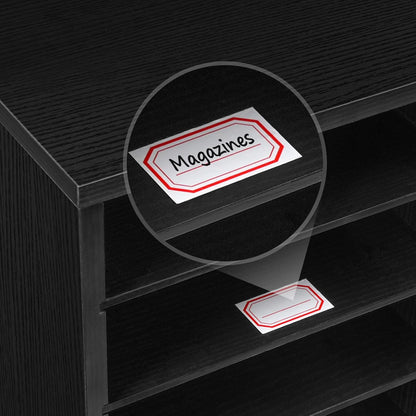 Literature Organizer, 27 Compartments Wooden Mail Organizer, Countertop Literature Sorter with Adjustable Shelves for Home, Office, School, Student Mailbox for Classroom, Black BK27WF01