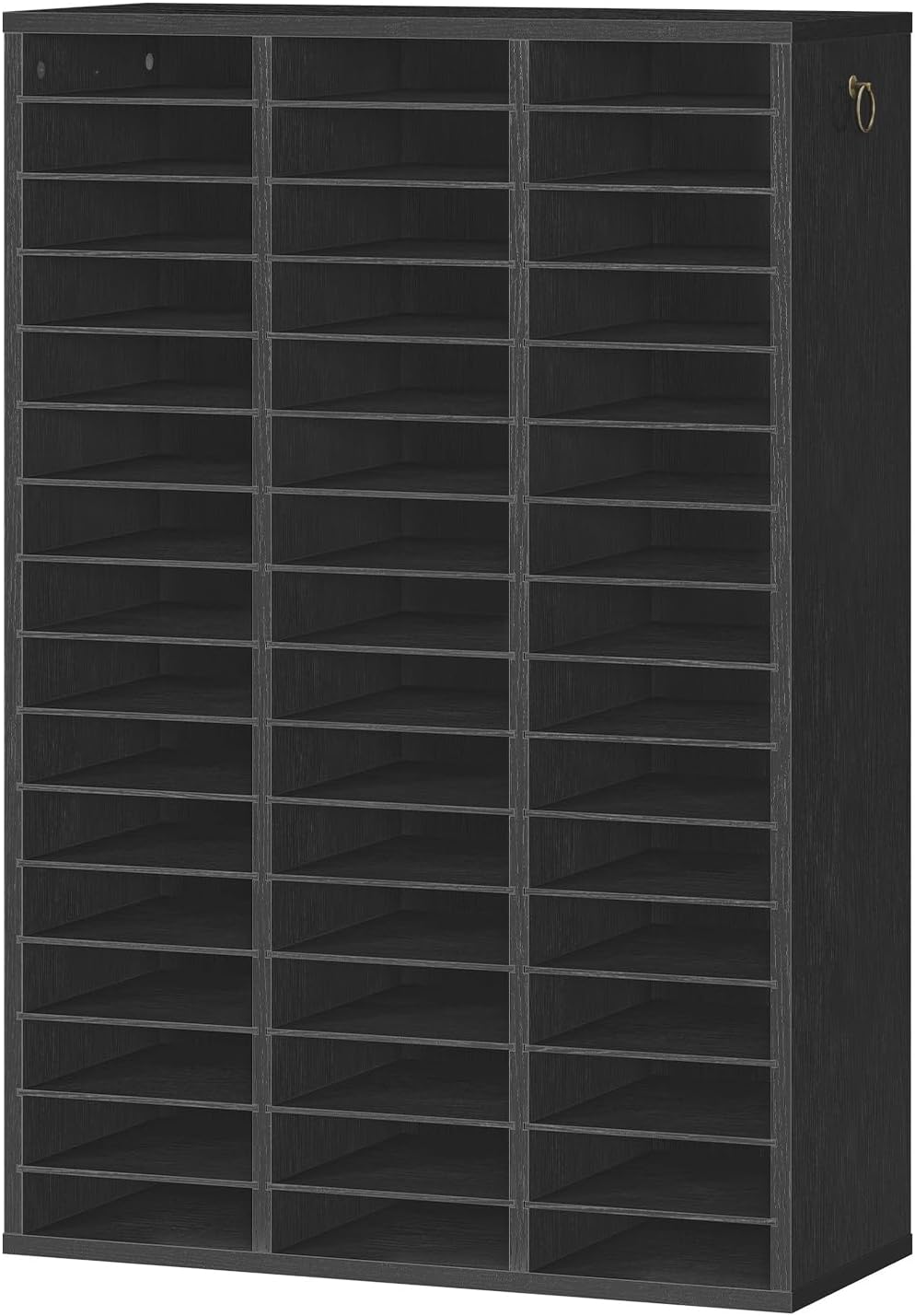 Literature Organizer, 27 Compartments Wooden Mail Organizer, Countertop Literature Sorter with Adjustable Shelves for Home, Office, School, Student Mailbox for Classroom, Black BK27WF01