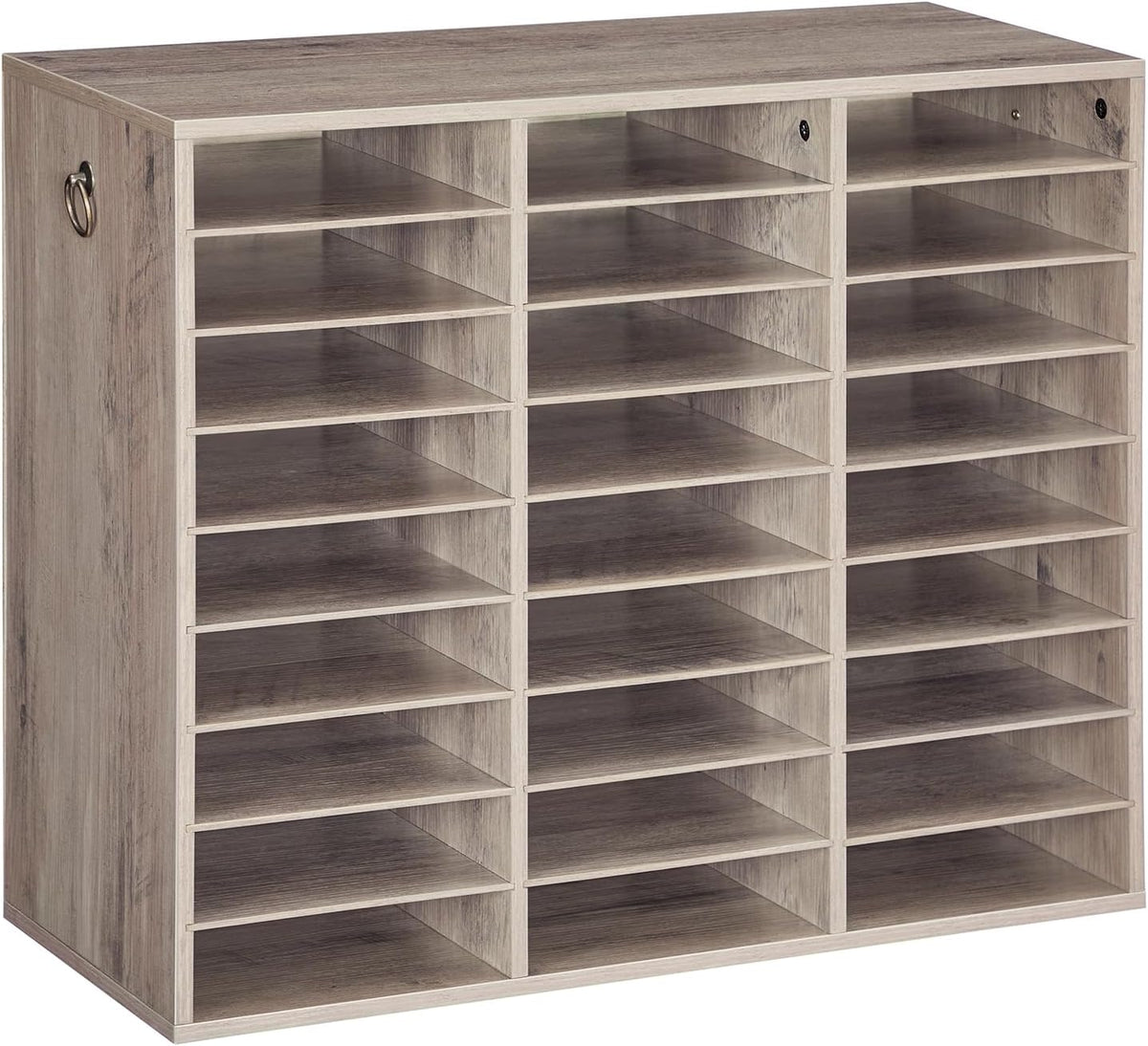 Literature Organizer, 27 Compartments Wooden Mail Organizer, Countertop Literature Sorter with Adjustable Shelves for Home, Office, School, Student Mailbox for Classroom, Black BK27WF01